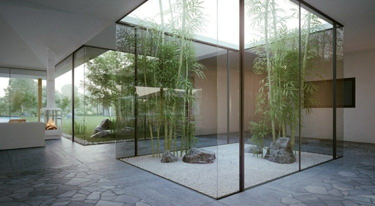 jardin intérieur deco gravier